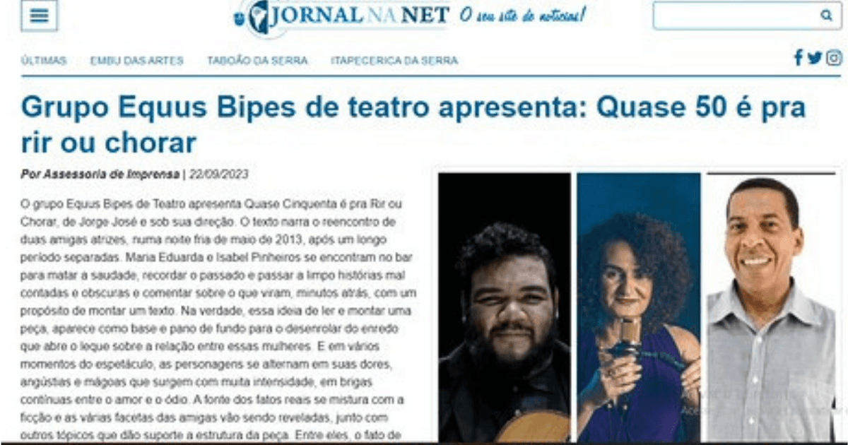 Grupo Equus Bipes de teatro apresenta: Quase 50 é pra rir ou chorar